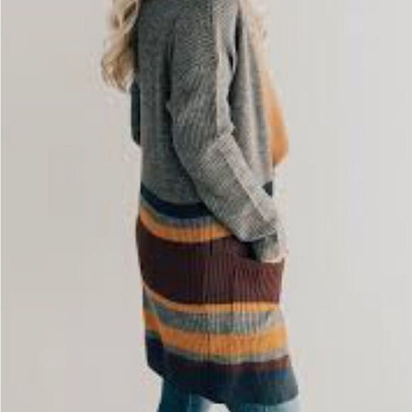 Her entire name says grace open front long line gray lagenlook cardigan - Picture 1 of 9